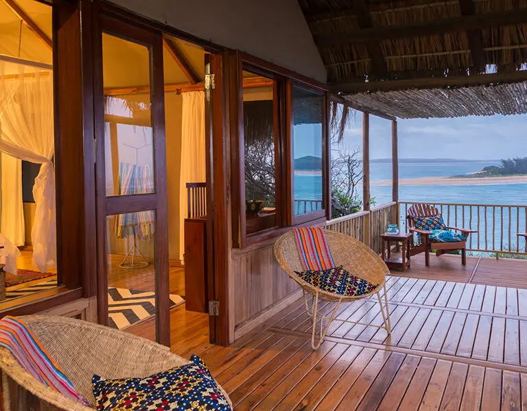 The luxury beach villas are just a few feet from the ocean and feature their own veranda and plunge pools.