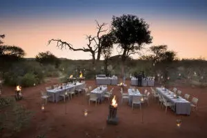 Enjoy dinner under the African sky.