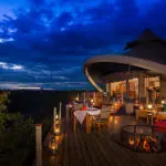Main guest area after sunset. 