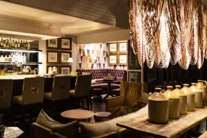 Well-stocked bar ready to serve