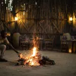 Lantern-lit boma dinners under the stars