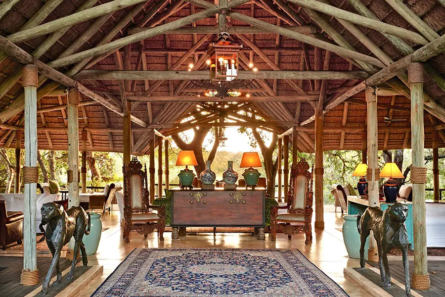 The grand entrance to Malewane Lodge at Royal Malewane. 