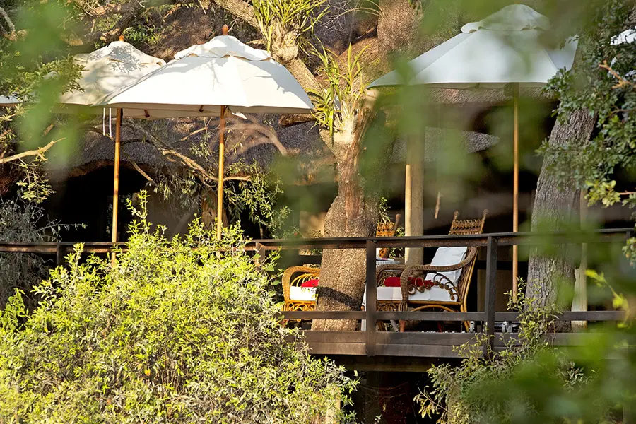 Relax on the lodge deck.