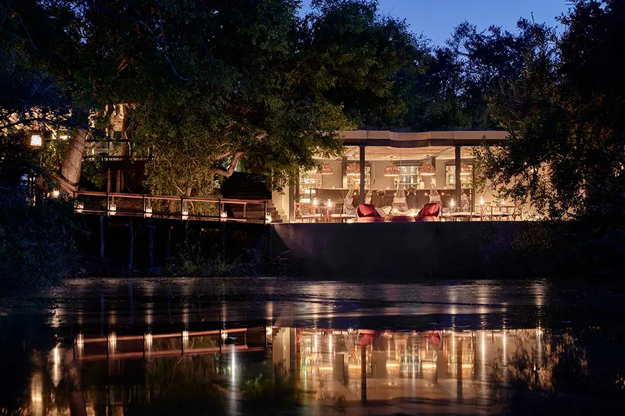 Evening view of the lodge. 