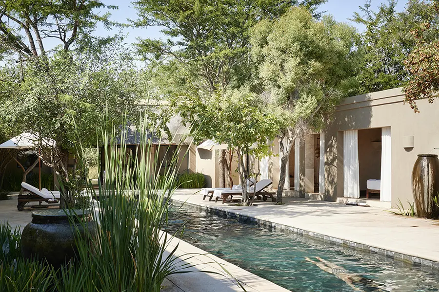 The Royal Waters spa courtyard at Malewane lodge.
