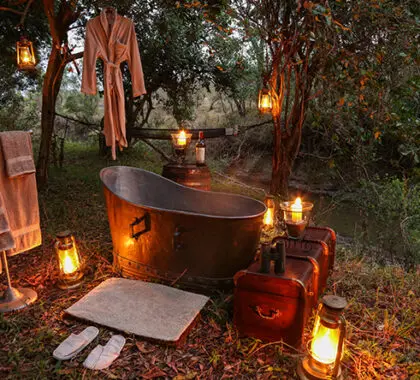 Rejuvenate your senses while soaking in a hot bubble bath outside of your private suite.