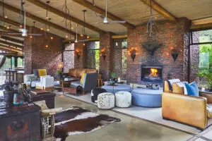 The lounge has a fireplace to ensure the lodge is cosy through the winter months.