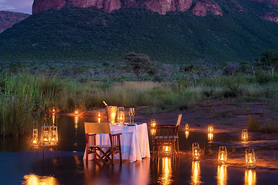 A private dinner at Marataba Mountain Lodge. 