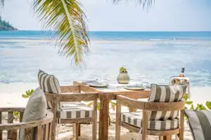 Enjoy a delicious meal complemented by ocean views.