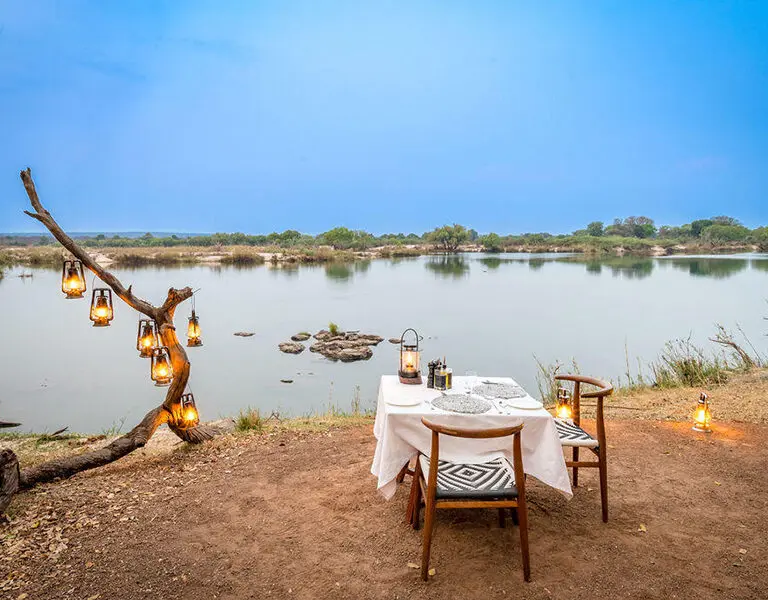 A romantic private dining setup.