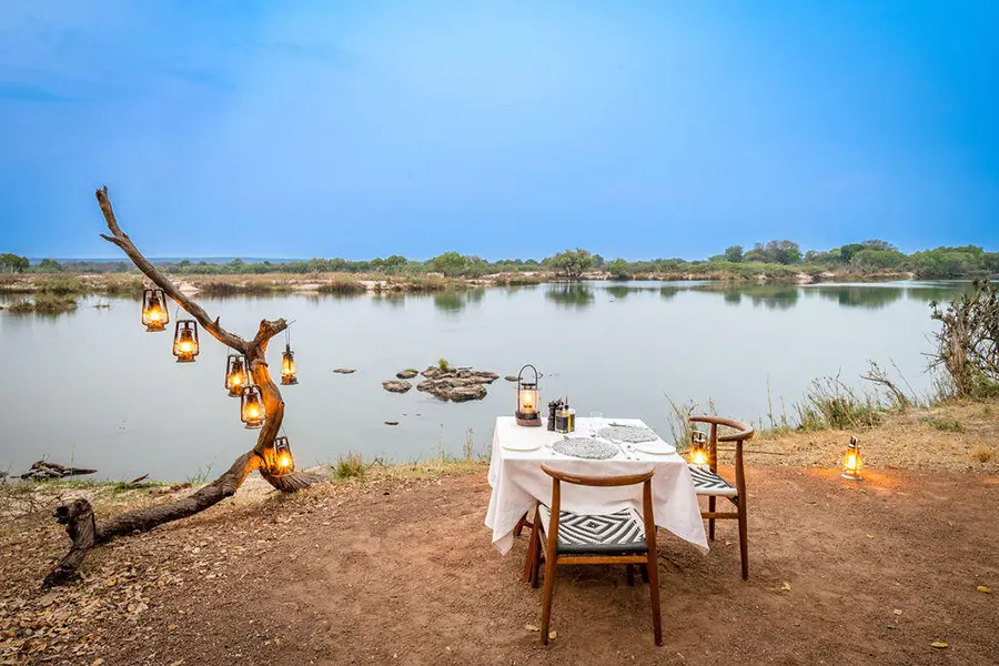 A romantic private dining setup.
