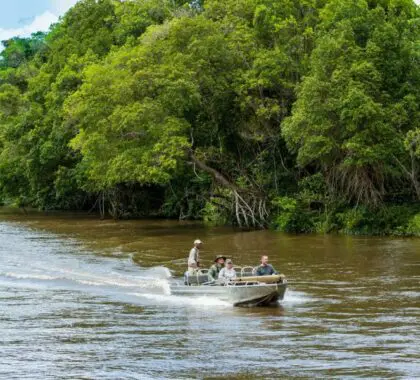 Excursiones en barco ofrecidas en el campamento Mboko.