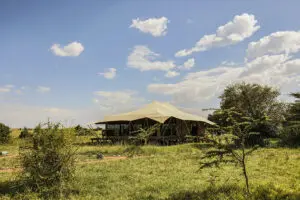 Tienda comedor del campamento Porini Lion.
