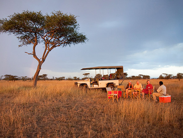 Late afternoon on an East Africa mobile safari - time for sundowner drinks.