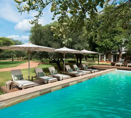 Relájese en la piscina | Morukuru Farm House