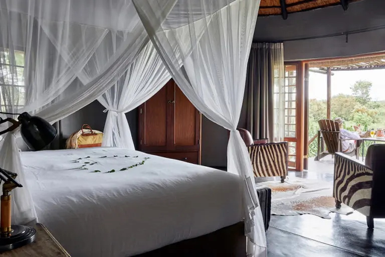 Each double suite has a 4-poster bed with mosquito netting.