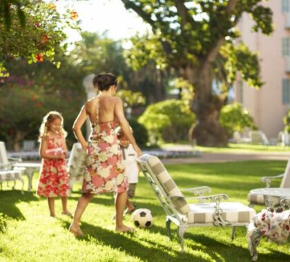 Enjoy the expansive gardens with your family