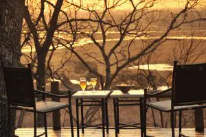 Meals at Muchenje are served against the backdrop of the Chobe River.
