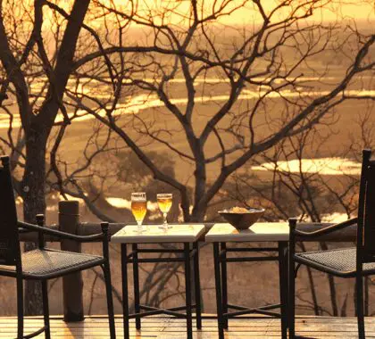 Meals at Muchenje are served against the backdrop of the Chobe River.

