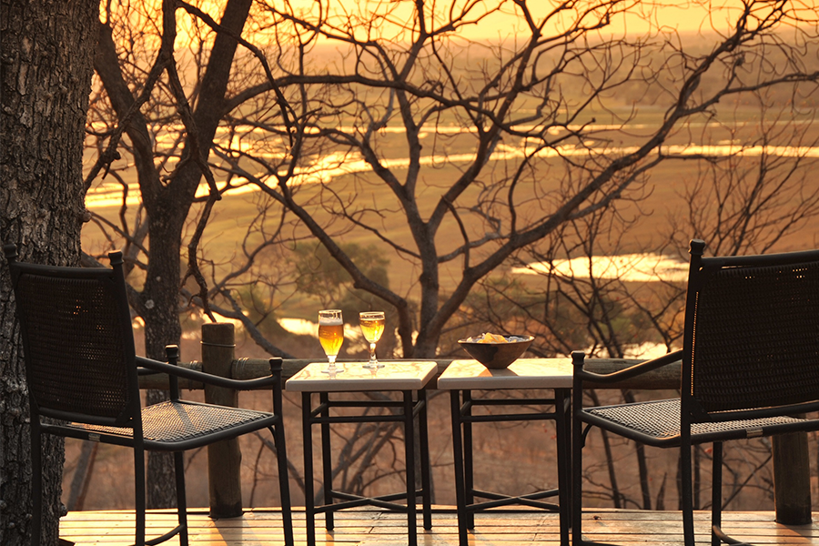 Meals at Muchenje are served against the backdrop of the Chobe River.
