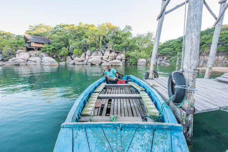 Exterior views of Mumbo Island Camp.