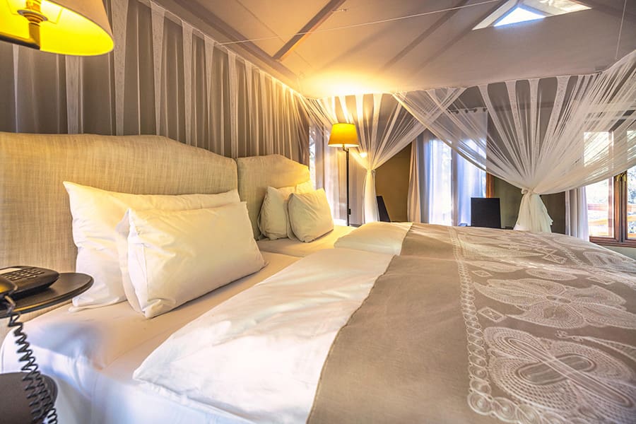 Wake up to sunlight streaming into your bedroom and the sights and sounds of the Namibian wilderness.

