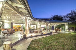 The interiors of the main lodge feature contemporary furnishings and beautiful views.