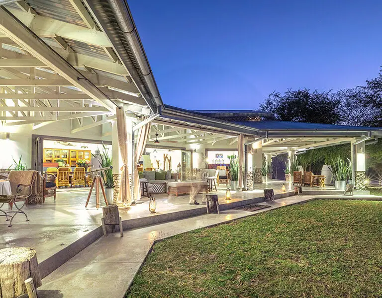 The interiors of the main lodge feature contemporary furnishings and beautiful views.