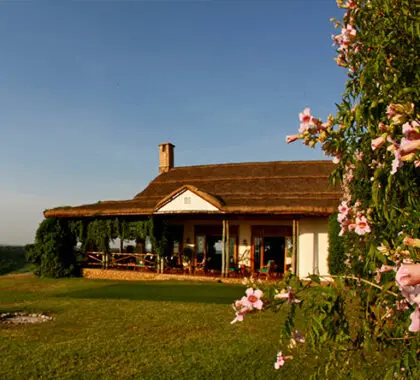 The main lodge has lovely green lawns out front - perfect for children to play.
