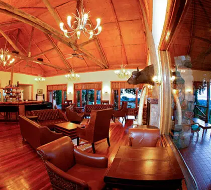 The bar, lounge and terrace are spacious and welcoming, and enjoy lovely landscape views.