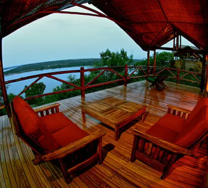 Each suite has their own private wooden deck with thatched shade and lovely river views.