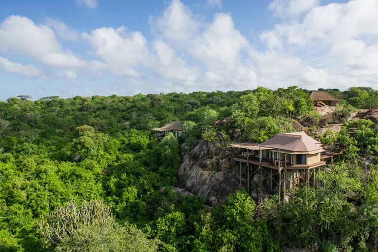 Exterior of Mwiba Lodge.