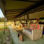 The main tent is ideally positioned in order to enjoy tranquil views over the savanna.
