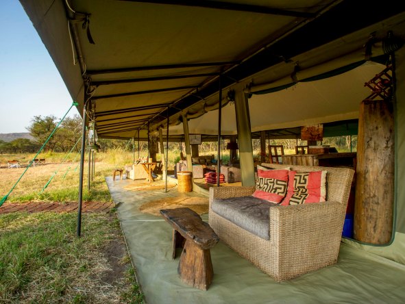 The main tent is ideally positioned in order to enjoy tranquil views over the savanna.
