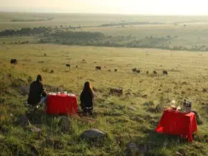 While having a bush meal enjoy the great view of the savannah.