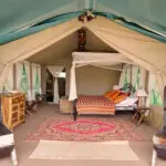 Bedroom and living area inside the tent