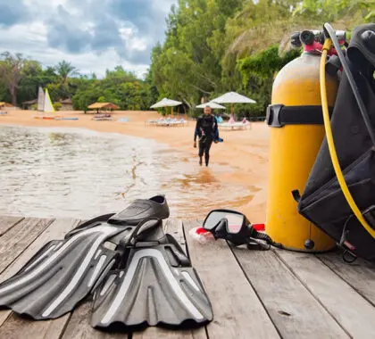 Scuba diving in Lake Malawi.