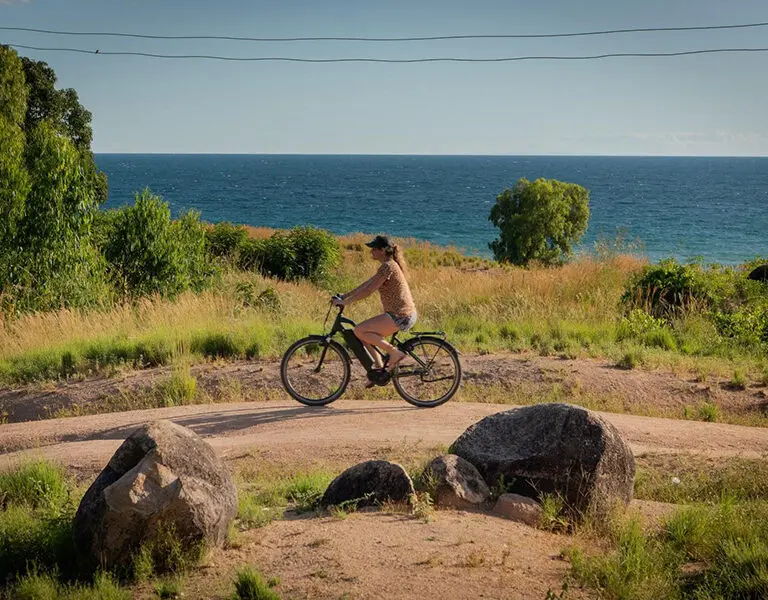Explore the historic island on the e-bikes available. 