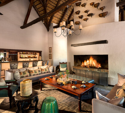 Relax in the spacious thatched lounge.