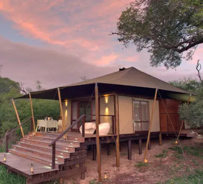 El Ngala Tented Camp sólo cuenta con nueve lujosas suites en tiendas.