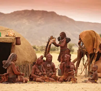 The semi-nomadic Himba people are native to the northern region of Namibia, particularly the Kunene area.