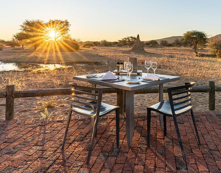 Setting up for dinner under the stars.