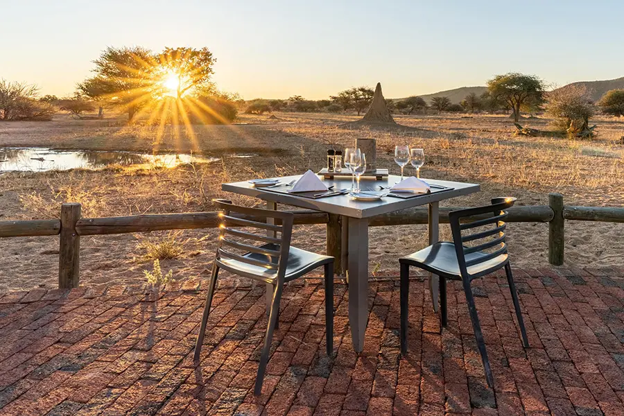 Setting up for dinner under the stars.