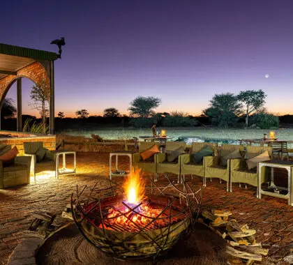 An evening around the fire and undetr the stars at Okonjima Plains Camp.