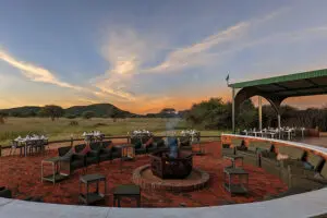 Evenings at Okonjima Plains Camp.