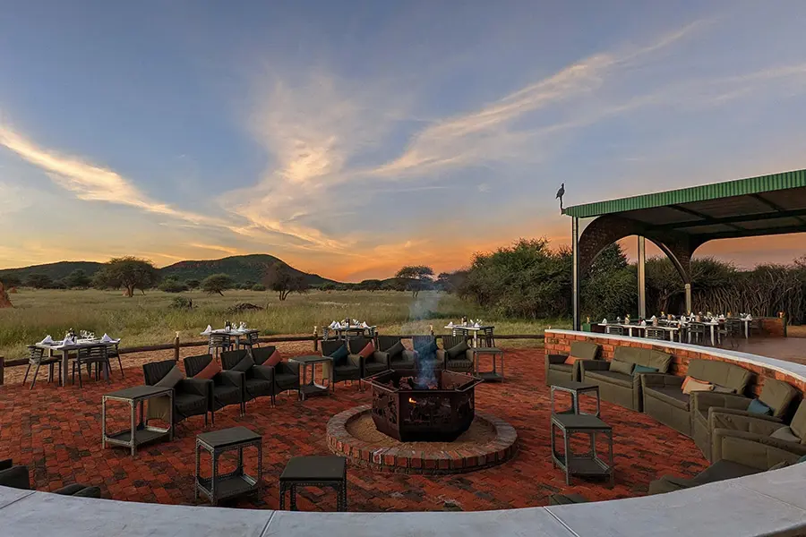 Evenings at Okonjima Plains Camp.