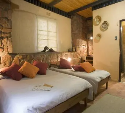 The rooms offer a certain rustic charm.