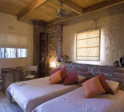 The rooms offer a certain rustic charm.
