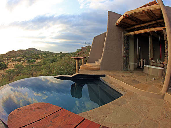 Pool Suites at Ol Donyo come complete with private pool, outdoor shower & star bed.
