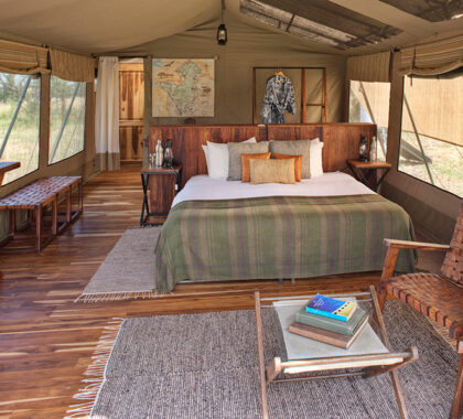 Olakira Camp offers guests nine classic walk-in safari tents.